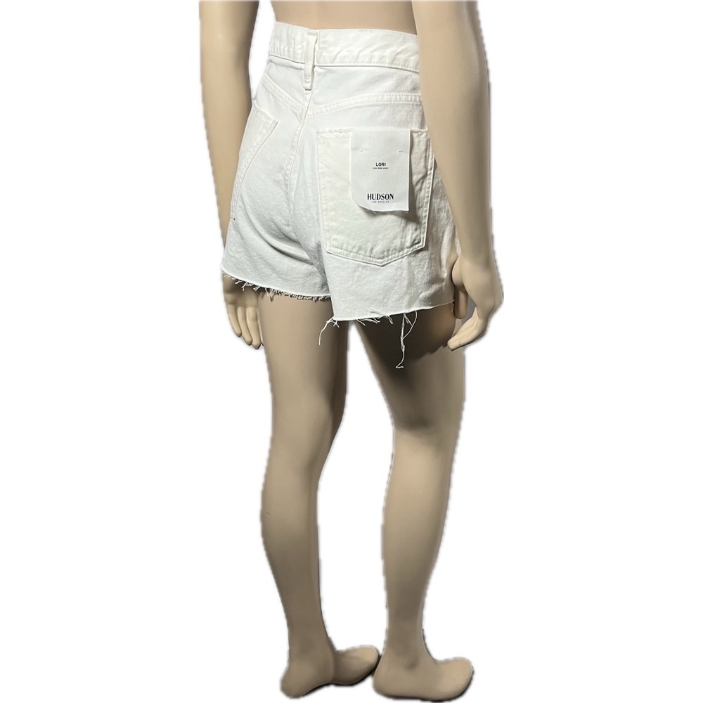 NWT Hudson Lori High Rise White Denim Shorts Button Fly - Picture 6 of 14